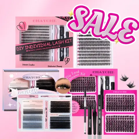 CMAYOME Lash Cluster Kit - Easy-to-Use 10mm to 18mm C/D Curve Individual Set, At-Home Extension Kit for Beginners with Bond, Seal, Tweezers, Sohochic False Lashes to Create Salon-Quality Looks