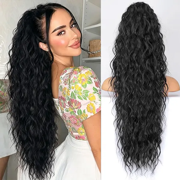 Long Fluffy Wavy Claw Ponytail Extension 26 Inch Curly Volumizing Synthetic Hairpiece for Women Thin Hair Daily Wear Daily Use Everyday Wear Party Wedding Busy Moms Quick Wear Vacation Sexy feeling tiktokshopbacktoschool