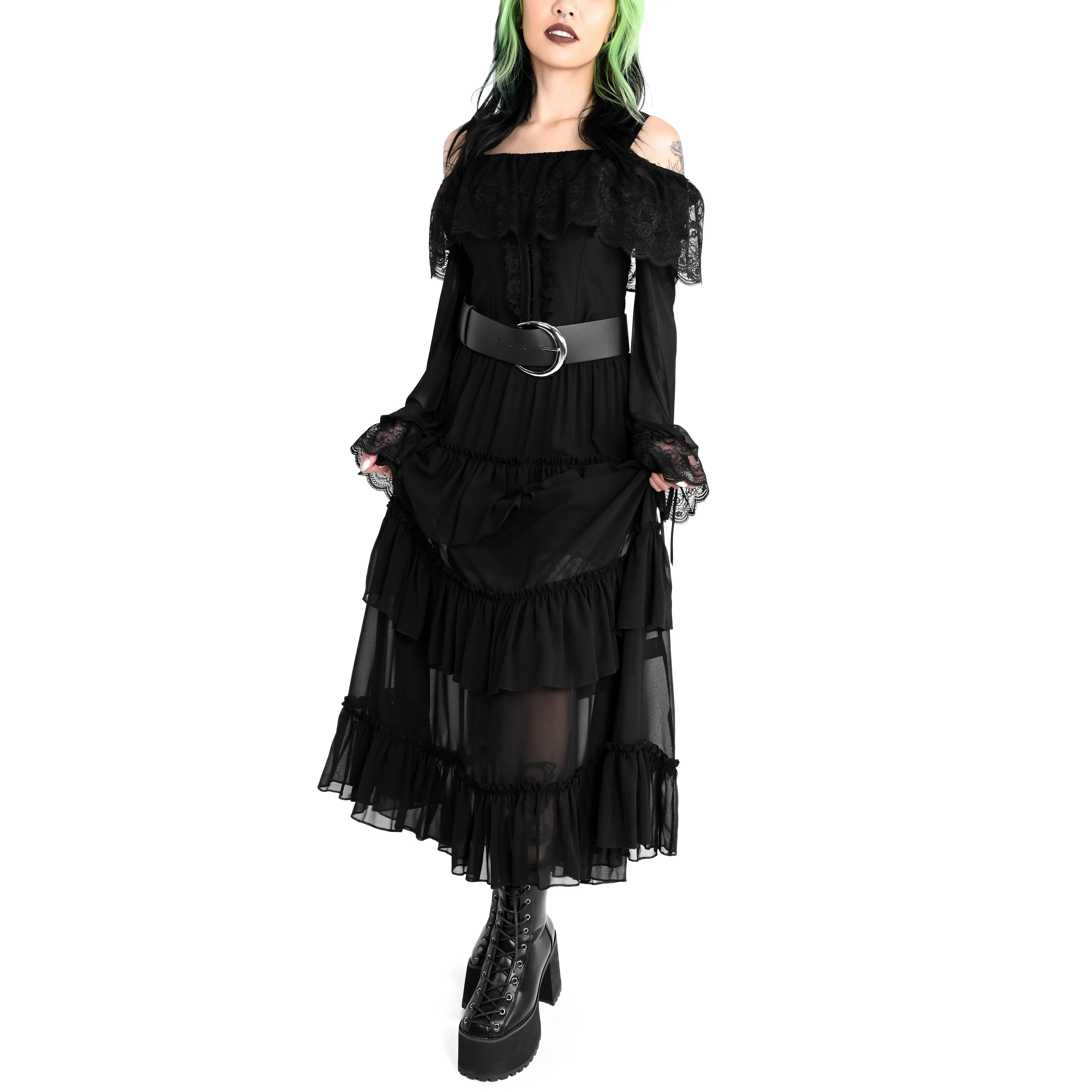 Leah Ruffle Skirt - Chiffon, Bottoms, Soft, Festival Wear, Tiered, Viscose, Plus Size Skirts, Women, Lady, Flowy Casual Skirt