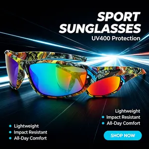 Polarized Camo Sports Sunglasses For Men | UV400 Anti-Glare Driving Fishing Cycling Shades, Multiple Pattern Frames Night Vision Yellow Lens Option