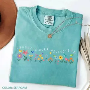Comfort Colors Progress Over Perfection Shirt, Teacher TShirt, Back to School Shirt, Gift for Teacher, Teacher Appreciation, Inspirational Teacher for Gift - SoftHype Apparel