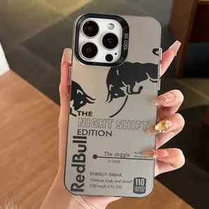 Bull Pattern Phone Case, Fun Gift for Night Shift Workers, Essential Birthday Present, Hard Energy Drink Case for iPhone XR 11 12 13 14 15 16 17 Series