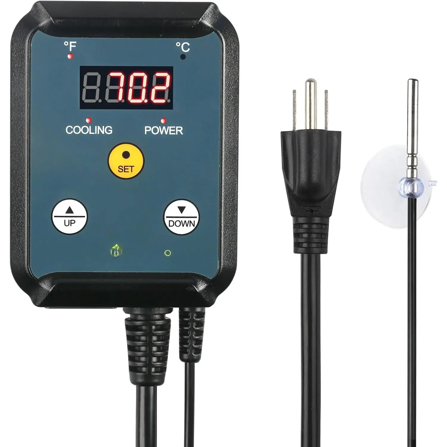 Digital Cooling Thermostat Controller, Temperature Controlled Outlet for Attic Fan, Exhaust Fan, Cooling Devices 40-108?F, 8.3A 1000W