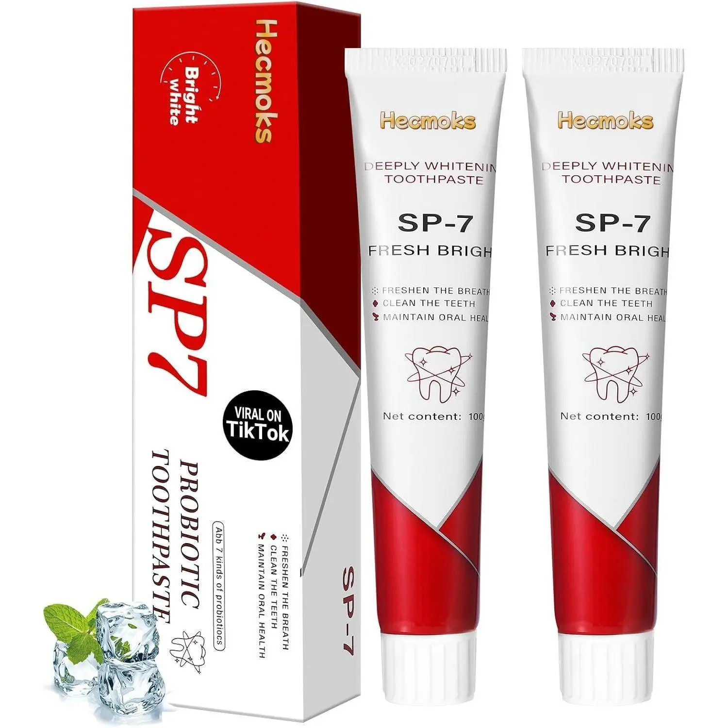 HECMOKS SP-7 Probiotic Whitening Toothpaste – SP7 Natural Whitening & Sensitive Teeth Protection with Enamel Repair & Herbal Formula