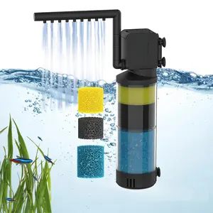 Aquarium Filter Fish Tank Filters Turtle Filter Internal Power Water Filter 3-Stage Filtration with Aeration/Rainfall Modes Flow Rate and Direction Adjustable