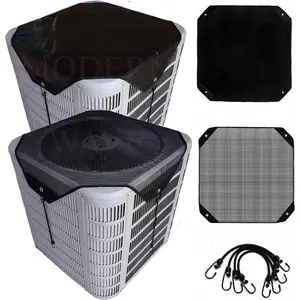 - 2 (Two) Central Air Conditioner Covers for Outside Units 32 x 32 inch - 1 (One) Top Universal Mesh Cover and 1 (One) Winter  Outdoor AC Defender Cover (Black, 32" x 32")