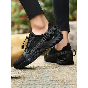 Unisex Letter Patched Colorblock Water Shoes, Sporty Quick Drying Beach Shoes, Outdoor Swimming Pool River Boating Fishing Diving Surfing Yoga Shoes, Waterproof Outdoor Shoes, Velcro Water Shoes