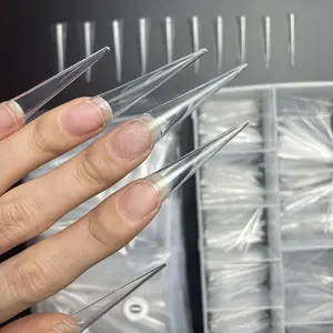 Professional Fake Nail Tips, 504pcs/box Stiletto Shaped False Press on Nails Kit Nail Extension Set for Women & Girls, DIY Nail Art & Manicure Accessories for Home Salon, Christmas Gift