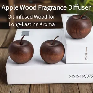 Wooden Apple Diffuser, Natural Scent Car Aromatherapy Ornament, Home Decor Essential Oil Diffuser Wood
