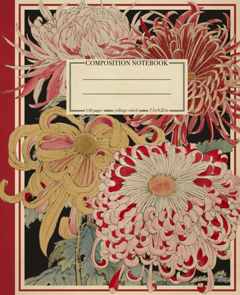 Composition Notebook College Ruled: Chrysanthemums Vintage Botanical Illustration | Cute Aesthetic Floral Journal for School, College, Office, and Work