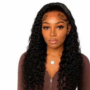 Only $69 = 100 Human Hair WIg 13x4 Deep Wave Lace Front Wigs Human Hair PrePlucked HD Transparent Lace Frontal Wig with Baby Hair 180% Density Human Hair Lace Front Wigs for Women Natural Black