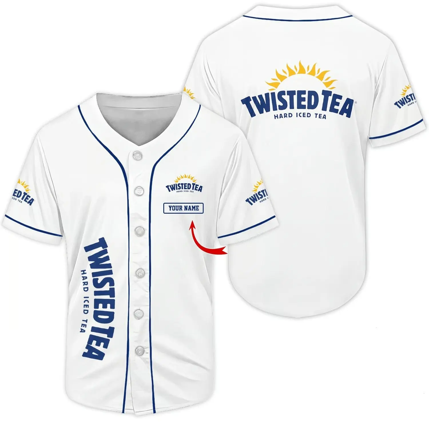 Men's Professional Twisted Tea Hard Iced Tea Personalized Baseball Jersey - Custom Name on Front and Back