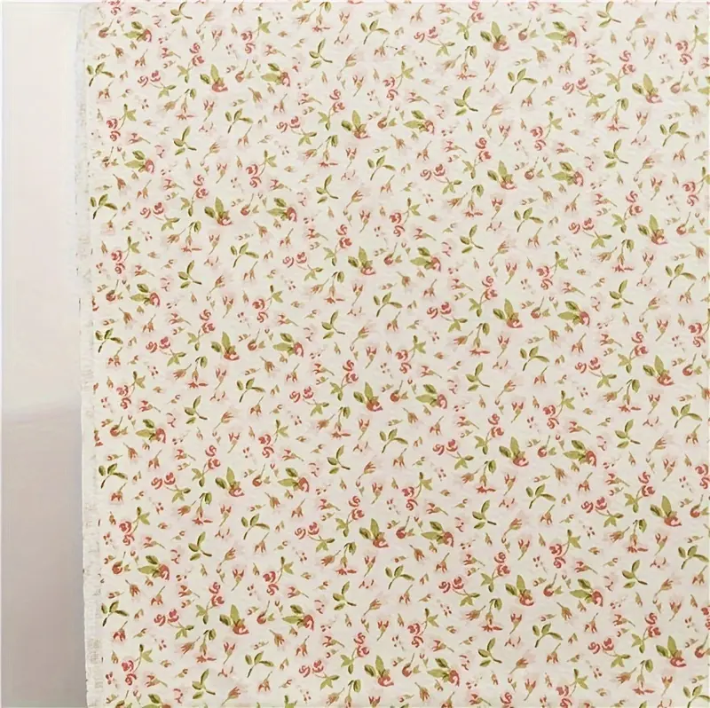 1pc Red Floral Print 100% Cotton Precut - Soft, Breathable & Durable Craft Material for DIY Sewing, Quilting, Doll Clothes, Upholstery & Patchwork - Machine Washable, Sewing Supplies Accessories