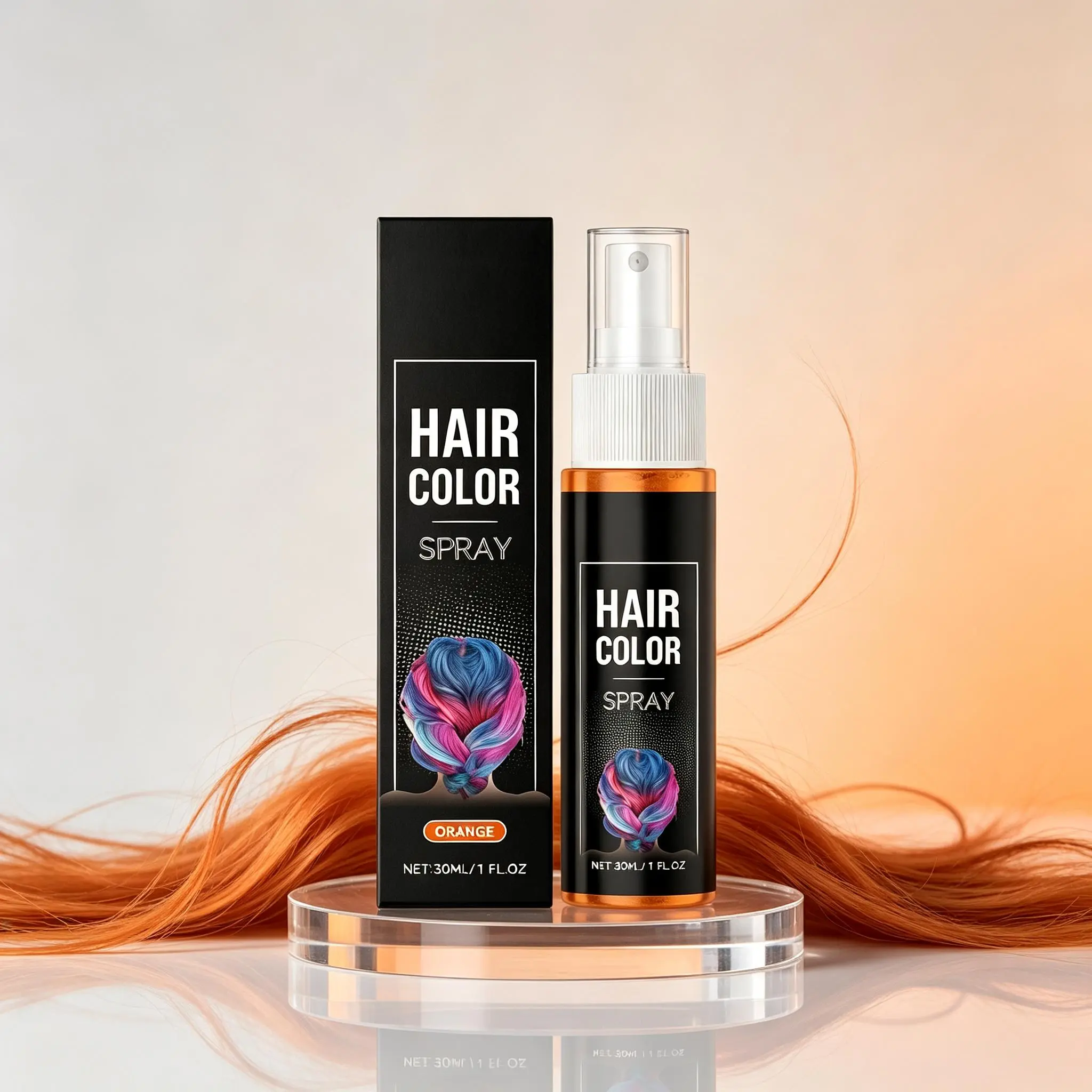 Temporary Hair Color Spray – Vibrant Orange, Easy Wash-Out, 30ml / 1fl.oz
