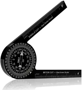 7 Inch Aluminum Miter Saw Protractor, Professional Angle Measuring Tool, Comes with Two Extra Straightedge Protractors for Woodworkers, Builders, Plumbers, Home DIY