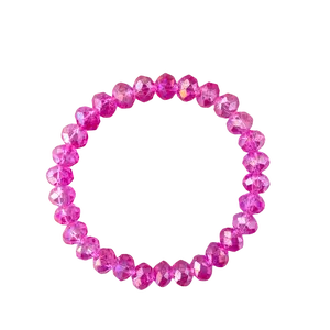 Translucent Barbie Pink AB Faceted Rondelle 8mm Bracelet