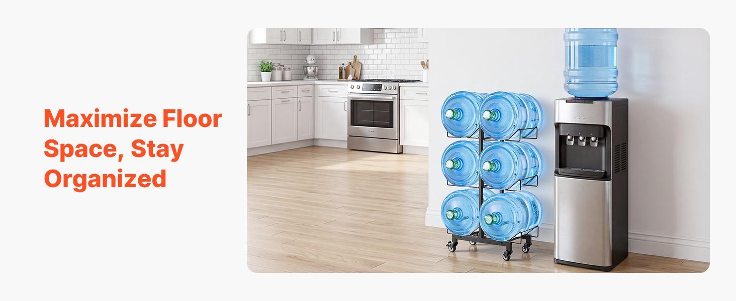 【Summerfinds】VEVOR Water Jug Holder3 Tiers Double Rows 3 and 5 Gallon Water Bottle Holder for 6 BottlesHeavy Duty Jug Rack Organizer with Casters and HandlesFoldable for KitchenOfficeLiving RoomBlack 【Summerfinds】VEVOR Water Jug Holder3 Tiers Double Rows 3 and 5 Gallon Water Bottle Holder for 6 BottlesHeavy Duty Jug Rack Organizer with Casters and HandlesFoldable for KitchenOfficeLiving RoomBlack