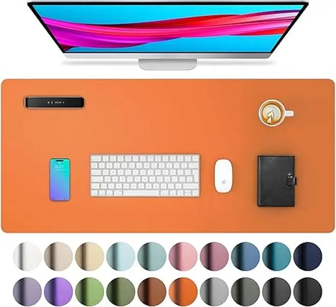 Aothia Faux Leather Desk Mat - 40" x 24" Large Mouse Pad, Non-Slip PU Leather Blotter, Waterproof Writing Surface for Office and Home, Durable Desk Protector