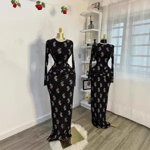 Autumn and winter clothing Women Floral Print Long Dress 2025 new Evening Birthday Night Party Dresses