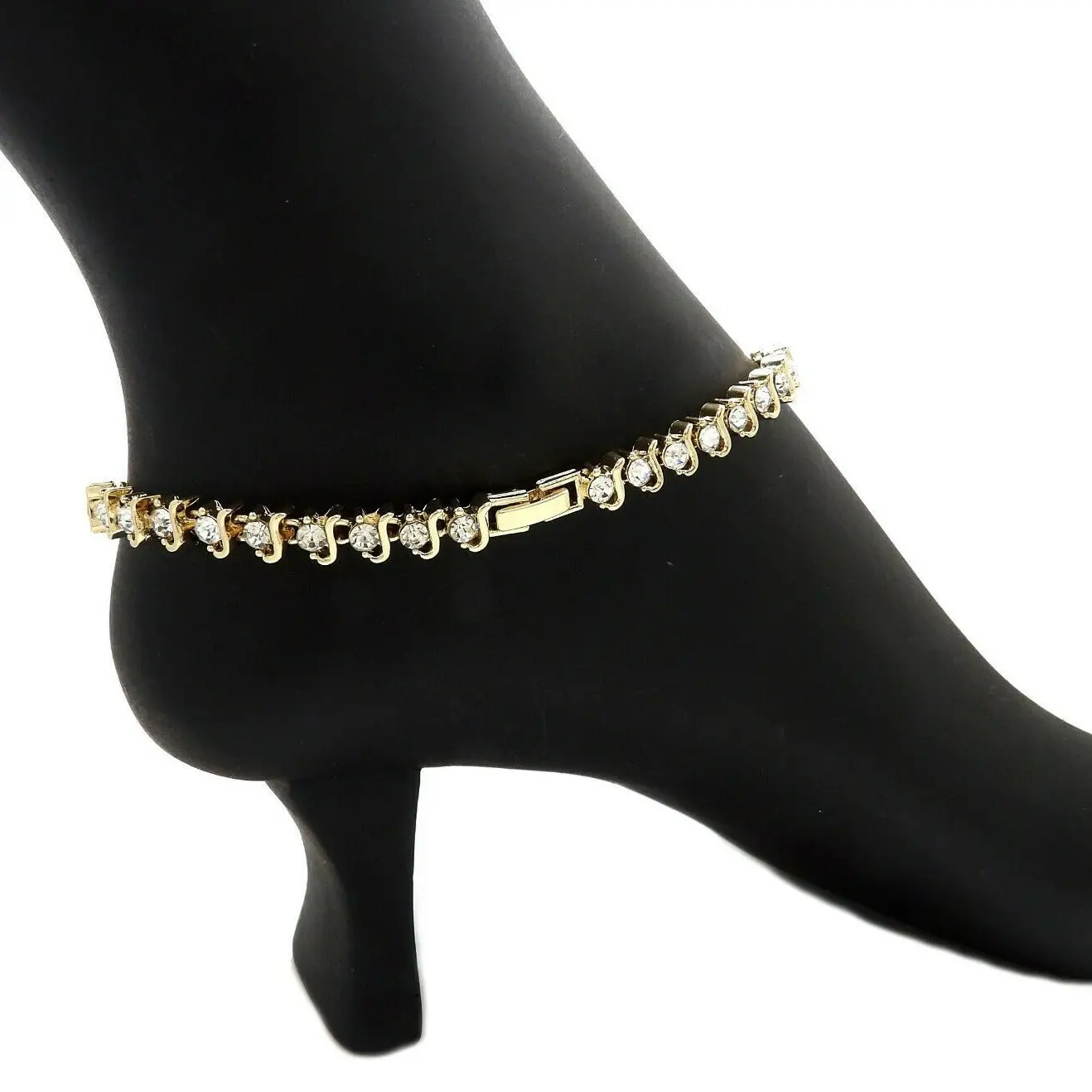 MaxBling81 Women's Bling Single Row Chain Anklet - 4mm CZ Iced Metal-Coated, Polished Finish, 10"-12" Gold/Silver Plated Daily Wear Fashion Costume Jewelry Ankle Bracelet