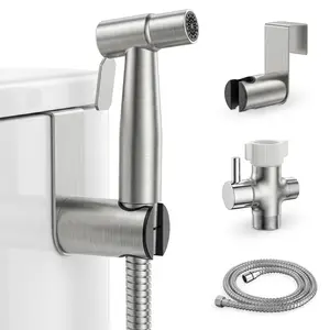 FORIOUS Stainless Steel Handheld Bidet Sprayer Kit for Toilet, Adjustable Pressure Brushed Nickel Bidet Attachment for Feminine Wash
