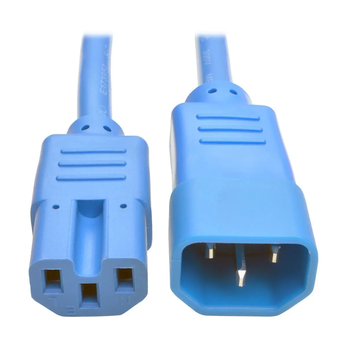 Tripp Lite P018-006-ABL Heavy Duty Power Extender Cord - 15A Rating, Flexible 14 AWG Wire, Easy-to-Identify Blue SJT Jacket, Fully Molded Blue Ends, C14 to C15, 6 ft, for Servers/PCs