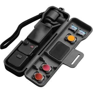 Travel  Case for Dji  Pocket 3 Creator Combo Accessories, with 3  Cpl/Nd Filter Storage Slots and 2 Storage Card Slots, with Wrist Strap (Black)