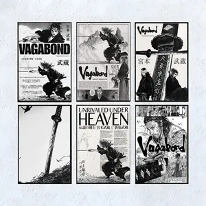 Vagabond Comic Book Poster, Takehiko Inoue Art Print Japanese  Anime Wall Painting Japanese Cool Swordsman Anime Lovers Posters  Aesthetic Decoration Heaven Christian Gifts Lamb