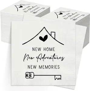 100 count 2025 Housewarming Gifts 3 Ply Napkins for  , First Time Welcome  House Owner Presents  Housewarming Party Decoration Supplies Favors for Couples Family Client Customer