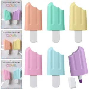 48 count Pastel Highlighters Bulk  Color - Cute Ice Cream Shaped Highlighter, End of School Year Gifts for Students Teachers Aesthetic Stationery for Office Graduation, Soft Chisel Tip