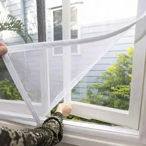 White Window Screen Mesh with Hook & Loop Easy Install, No Drilling Needed, Breathable Airflow, Mosquito, Fly & Insect Protection, Removable & Reusable for Home Windows Exterior