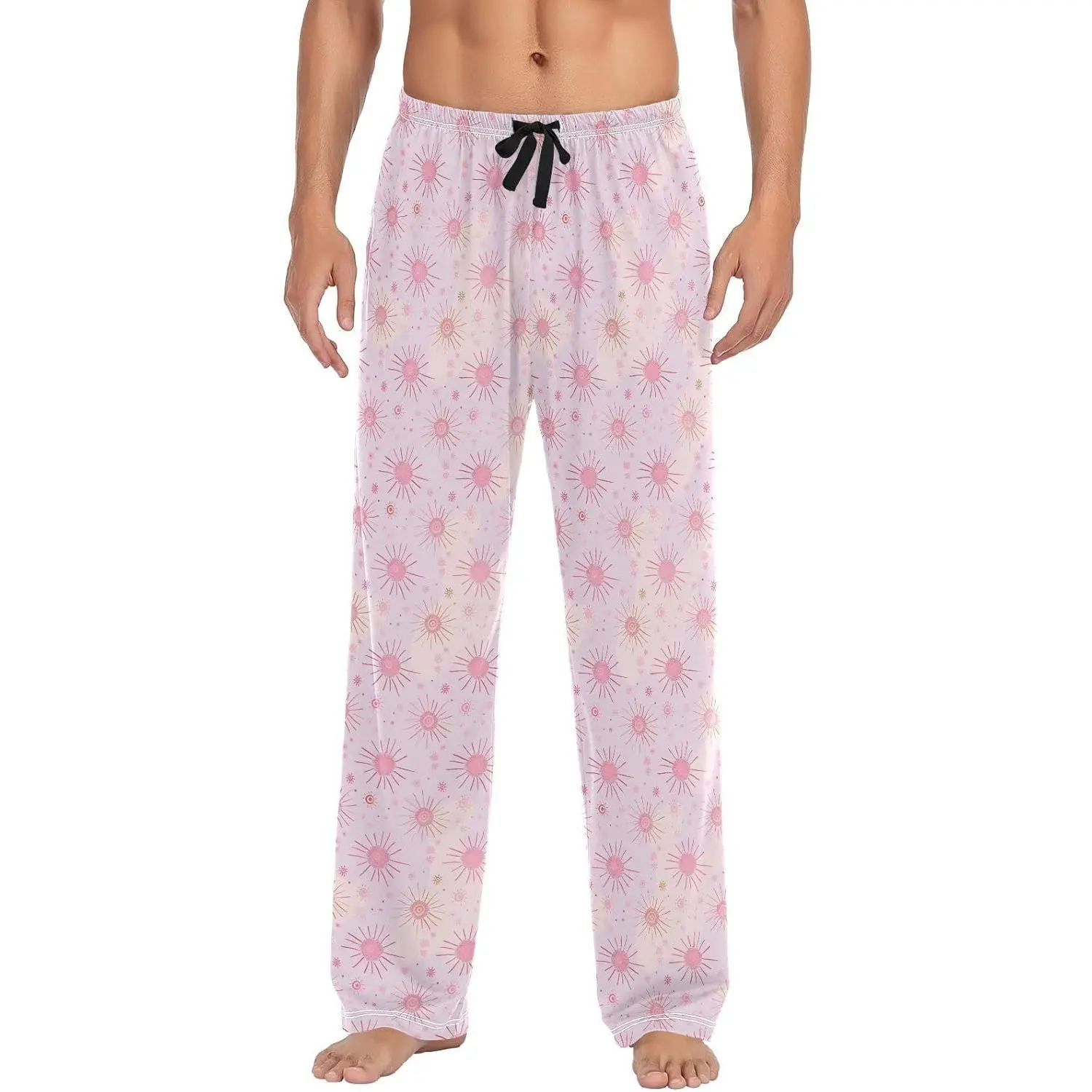 Pink Suns Mens Pajama Pants with Pockets, Lounge Pants for Men, Soft Lightweight Men's Sleep Pants