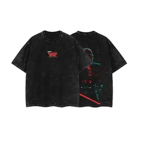 Men's Oversized Escanor Graphic T-shirt, Vintage Washed Anime Streetwear in 100% Cotton with Short-Sleeve Round Neck, Tshirt