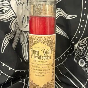 Fiery Wall of Protection Candle Fixed Spiritual Defense Burn with Psalm 91 Place Near Vial of Obsidian