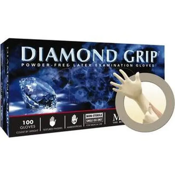 MICROFLEX MF-300-M Disposable Medical Grade Latex Cleaning Gloves, Size M, 7 mil, Powder Free, 9.5" Long, Natural Color, Textured Grip Beaded Rolled Cuffs, FDA Approved, Ambidextrous Home Care Cleaning Gloves, Beaded Cuffs