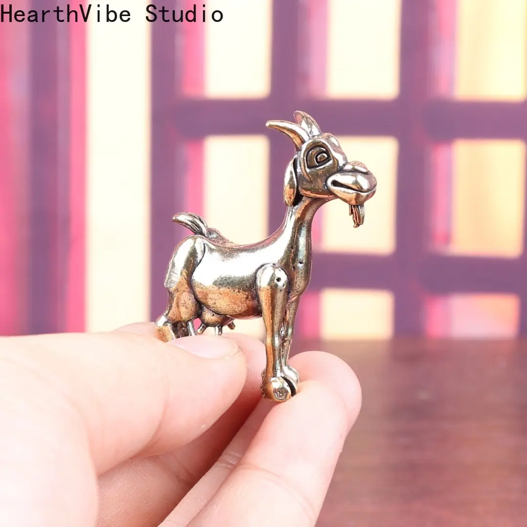 Vintage Brass Goat Figurine - Mini Collectible Statue, Decorative Desktop Ornament for Home Office, Collectible Figurines, Ornaments, Miniature