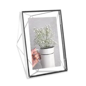 Umbra 5x7 in. Metal Floating Photo Frame - Chrome Prisma, Desk or Wall Display, Christmas Home Decor, Ideal Holiday Gift