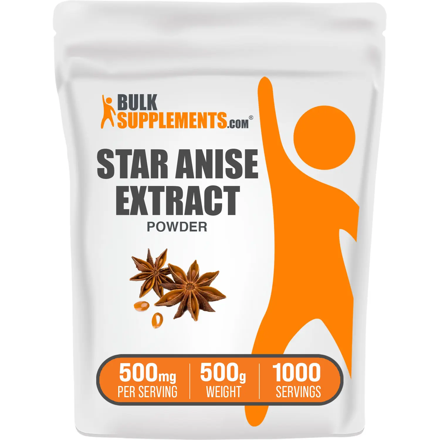 BulkSupplements Pure Star Anise Herbal Powder Extract - Sugar-Free, Unflavored, No Artificial Flavor Edible Dietary Supplement with Natural Antioxidants, Vitamins - 500mg per Serving, 500g