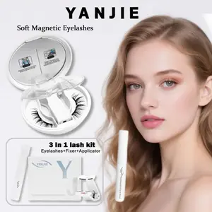 YANJIE Non-Irritating Magnetic Eyelashes for Sensitive Eyes Soft Reusable with Free Applicator Gentle Makeup Essentials Eyelash Extensions Cosmetic fairy clusters lash spikes makeup brushes set bottom DIY Kit bunny Self-Adhesive Jelly-Coated
