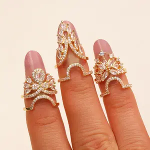 Luxury Crystal Zircon Nail Cover Ring Detachable Nail Art Finger Ring Trendy Women Jewelry 2026