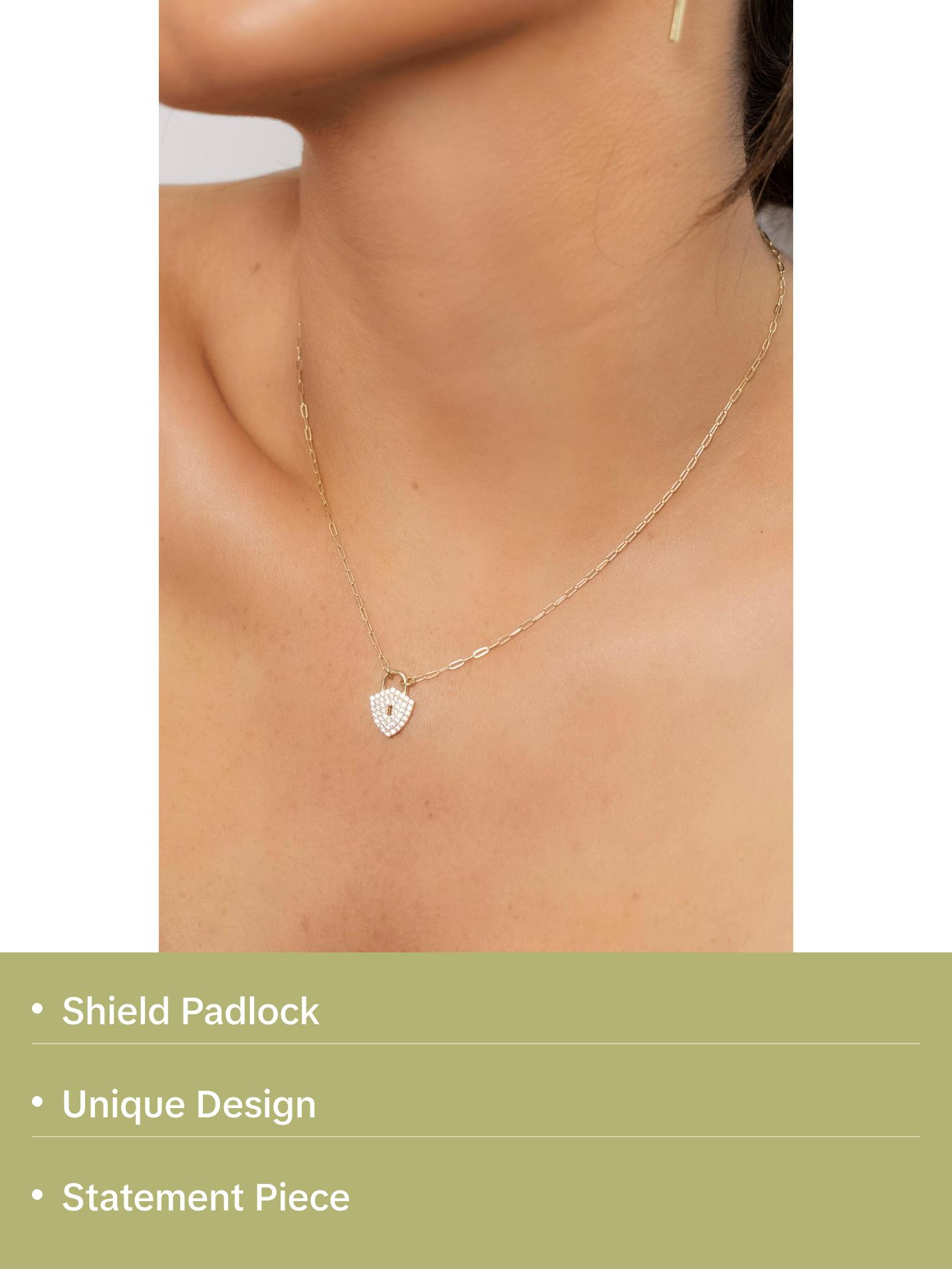 Shield Padlock Necklace