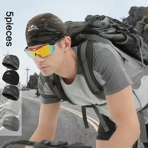 5pcs Summer Cycling Skull Cap UPF50+ Helmet Liner Hat Quick Dry Breathable Cooling Ice Silk Cap for Road Bike MTB Running Hiking Outdoor Sports Sweat Absorbing Sun Protection Beanie