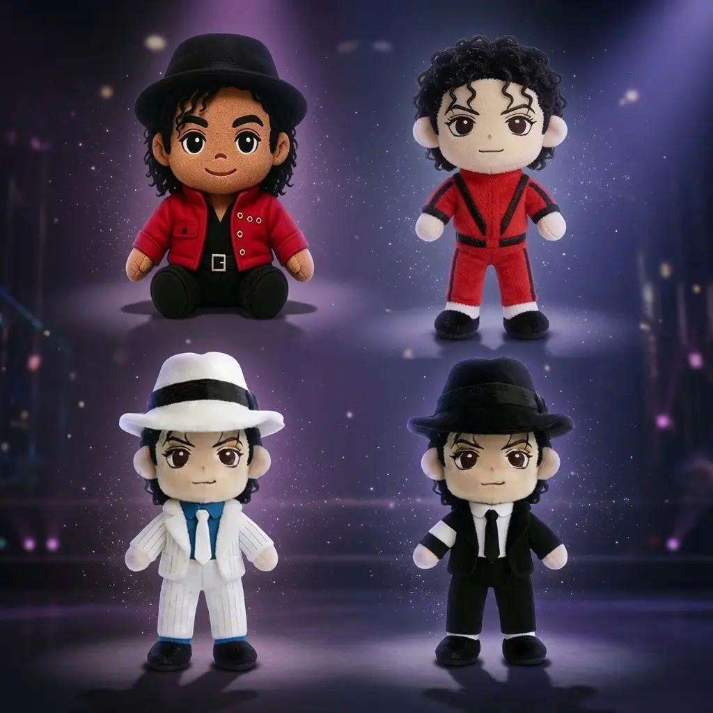 Michael Jackson Plush Doll Soft Pop Star Stuffed Toys Classic Red Jacket White Suit Black Suit Collectible Gift for MJ Fans