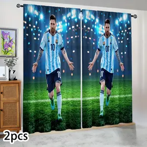 Semi-blackout curtains featuring the Messi football star number 10 design. Suitable for bedrooms, living rooms, kitchens, hotels, gazebos, and as a celebrity-themed decoration. Perfect for fan celebrations, holidays, and birthday gifts.