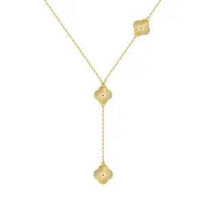 Aether–18K Gold Four Leaf Clover Drop Pendant Necklace