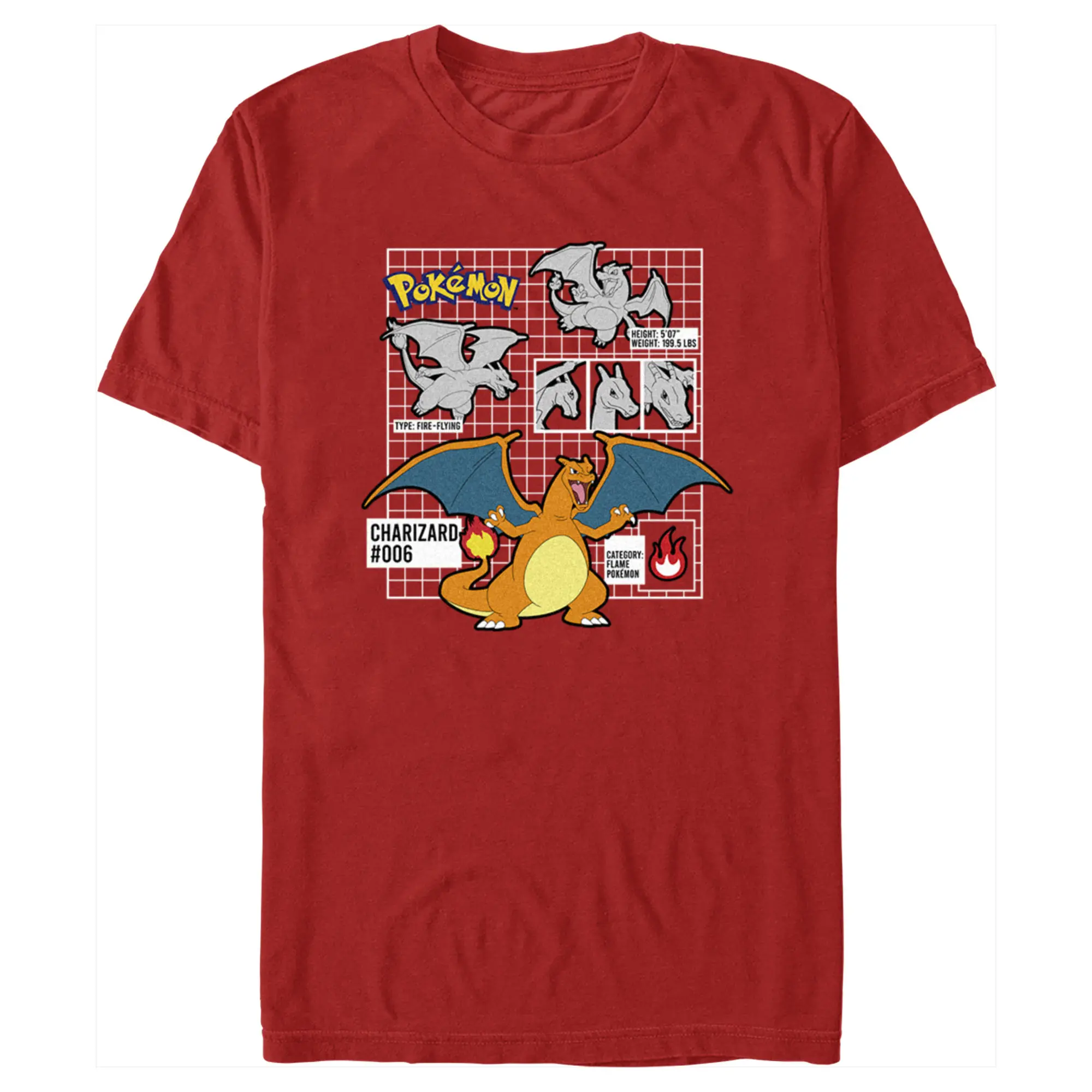 Men's Pokemon Charizard Info Grid T-Shirt