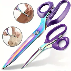 1 pair of ultra-sharp stainless steel fabric scissors, titanium-plated, with adjustable handles for comfortable grip, professional tailor scissors for sewing and handicrafts, ideal for home use and essential sewing tools |