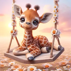 5D DIY Diamond Painting Set - Round Diamond Embroidery Craft, Giraffe Art Cross Stitch Kit for Home Wall Decoration, Unframed