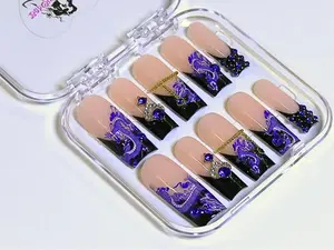 Blue Midnight Dragon Handmade Press on Nails Reusable