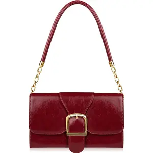 Gosect Women's Leather Shoulder Bag-Purse, 3-Color Oil-Wax PU Leather Handbag, Water-Resistant, Sweat-Resistant, Compact Convenient Everyday Clutch Purse for Women, Pu Leather Bag